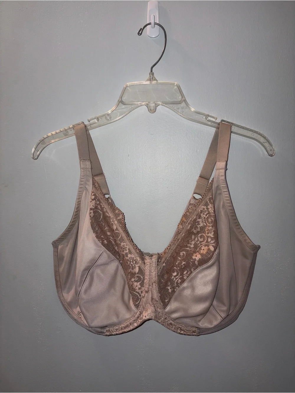 Lilyette Lace-Accent Full Coverage Bra in Taupe